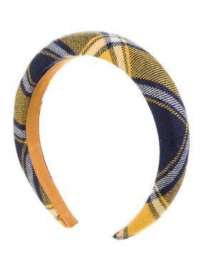 JENNIFER BEHR / Yellow Gold & Navy Plaid Puffy Headband / NEW